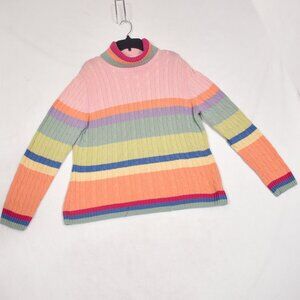 Madison Studio Women's 100% Merino Wool Colorful Stripe Sweater Size XL